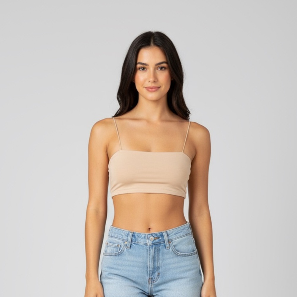 🤎 Nude Spaghetti Strap Crop Top (XS)